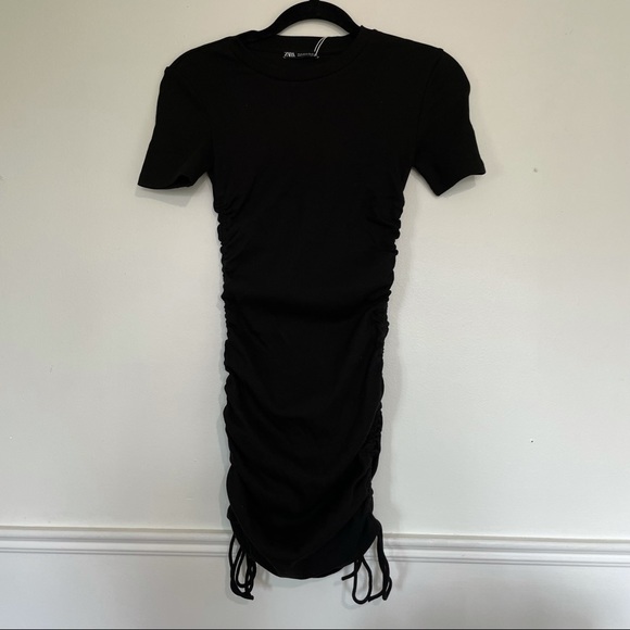 Zara Ruched Ribbed Dress - Picture 1 of 6